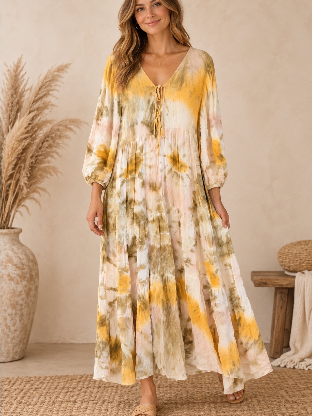 Young Fabulous & Broke Tie-Dye Maxi Dress (090467) ☀️ ☮️